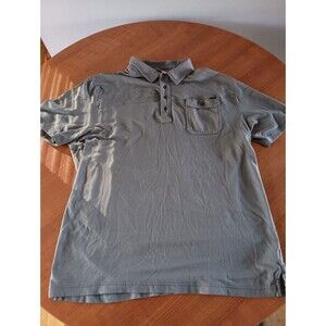 Travis Mathew Mens XL Shirt Short Sleeve Golf Polo Grey Logos Pockets Lycra